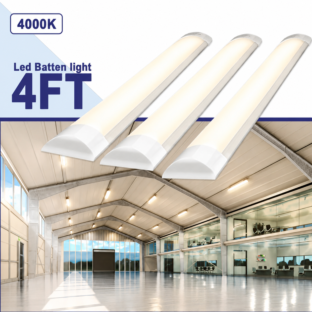 4FT LED Batten Light 50W – 6500K Cool White