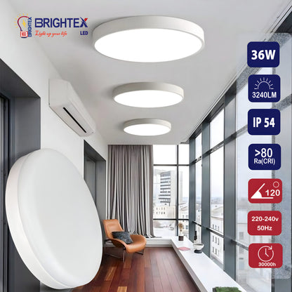 Led Recessed Ceiling Light Round Panel Down Lights 36W Circle IP54 Fire Rated