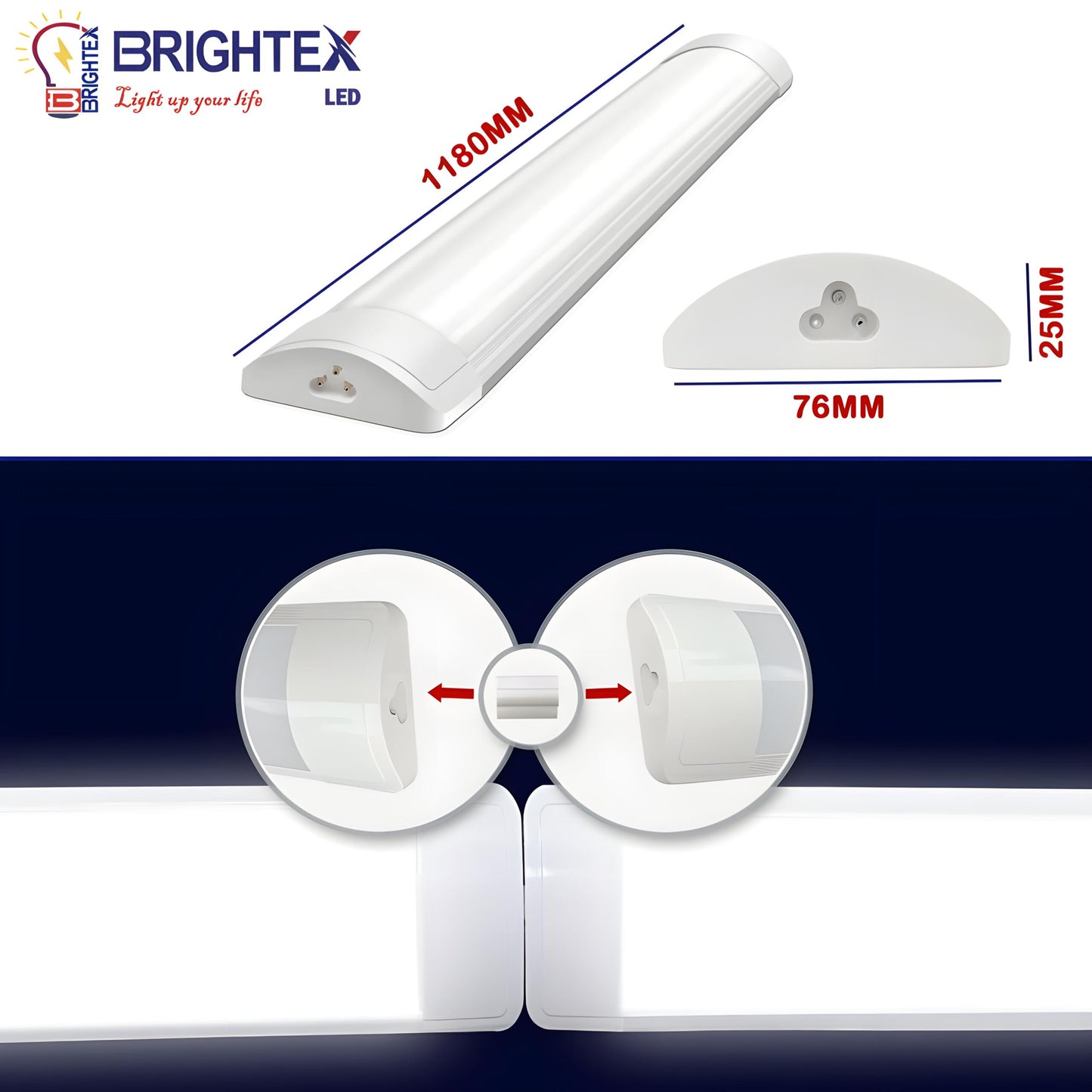 4FT LED Batten Light 50W Connectable