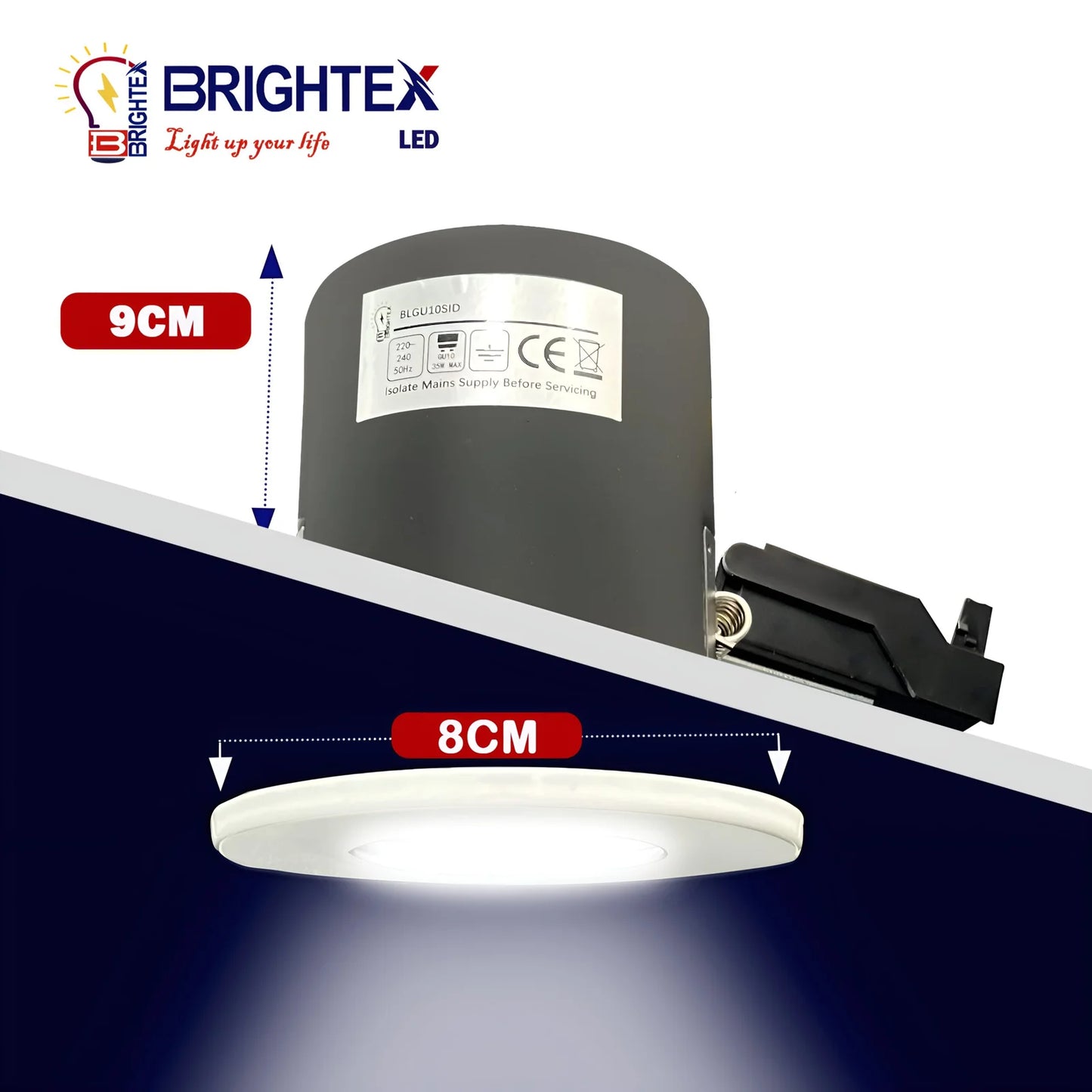 GU10 Holder downlight IP65, 35W Available in Various Colors