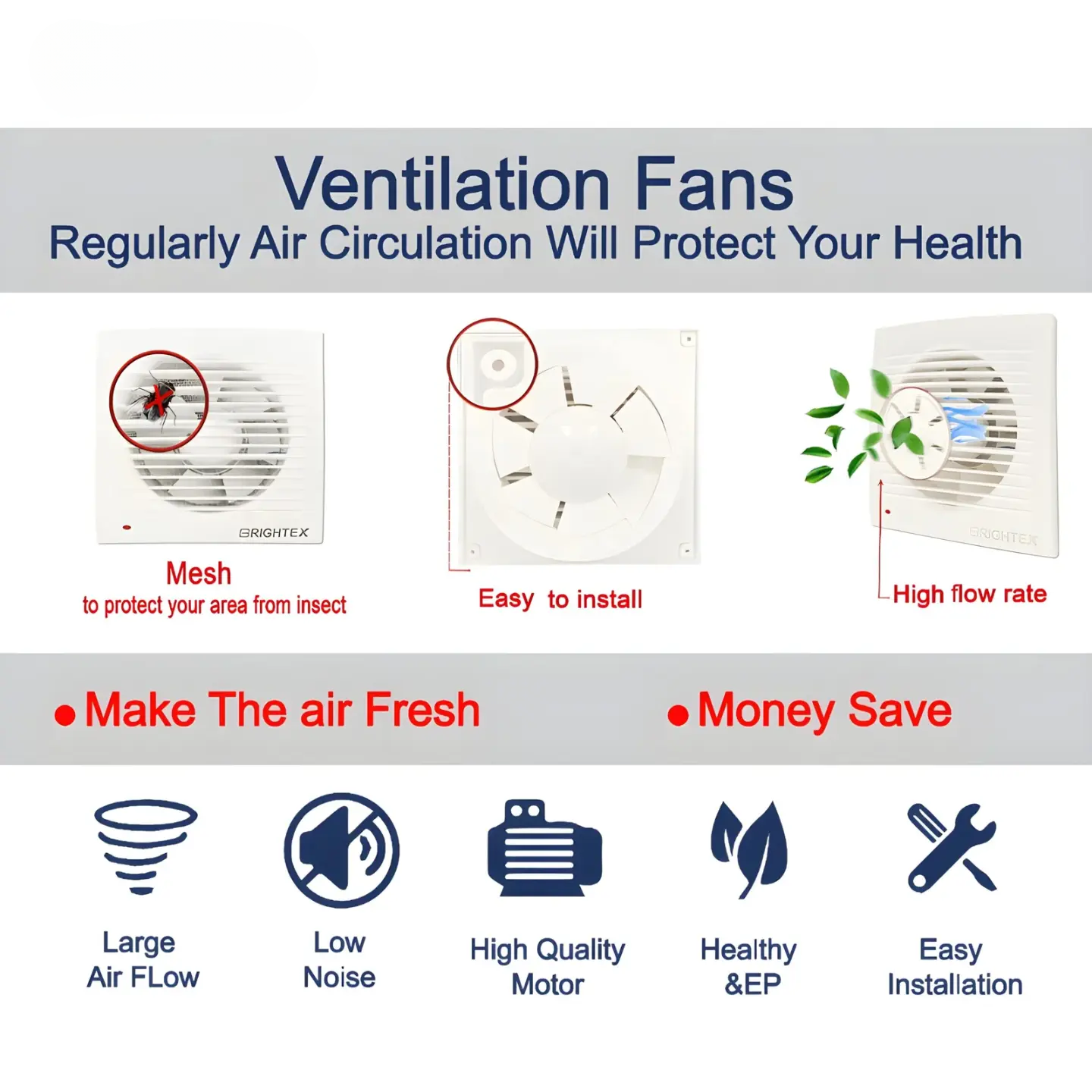 4-Inch Silent Bathroom Extractor Fan