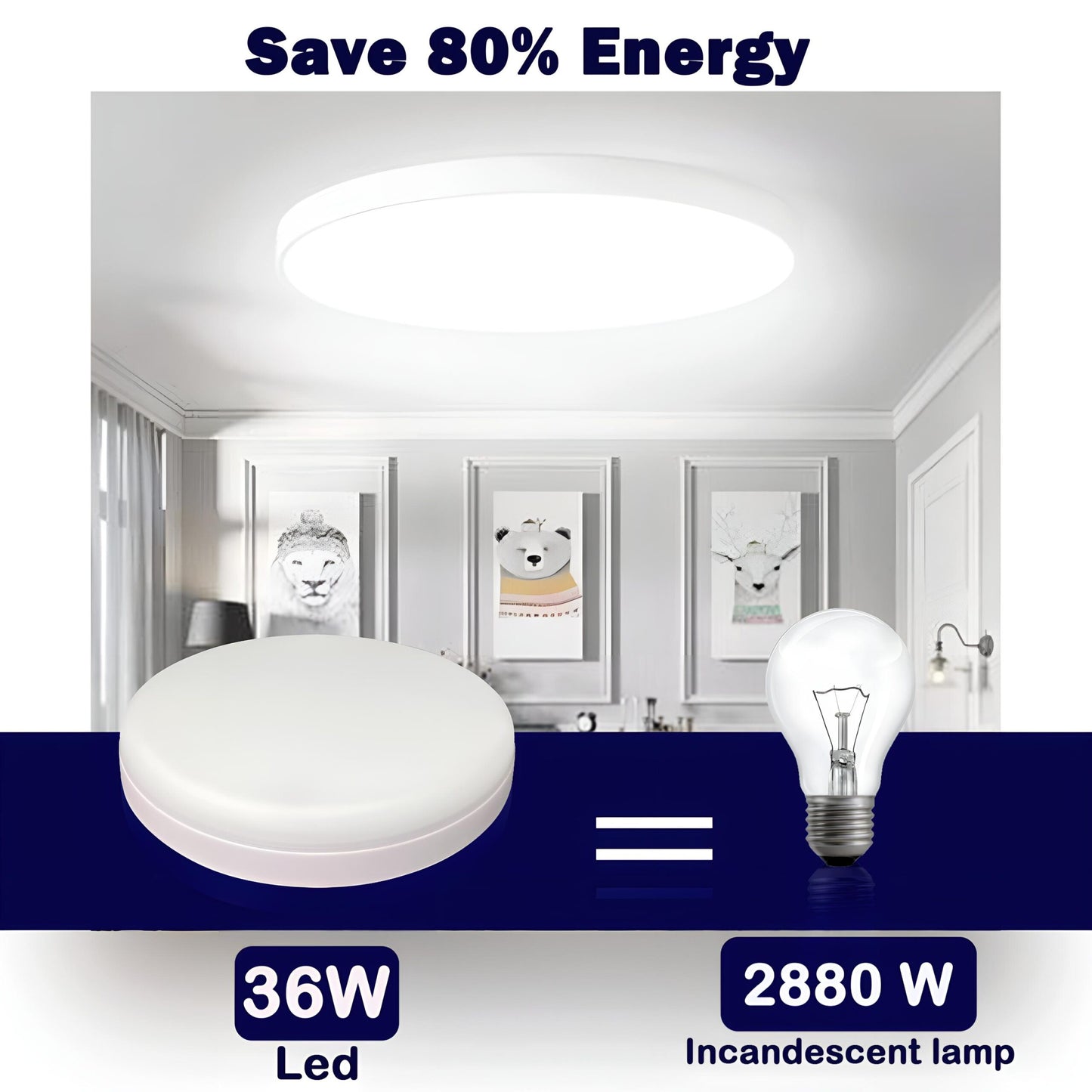 Led Recessed Ceiling Light Round Panel Down Lights 36W Circle IP54 Fire Rated
