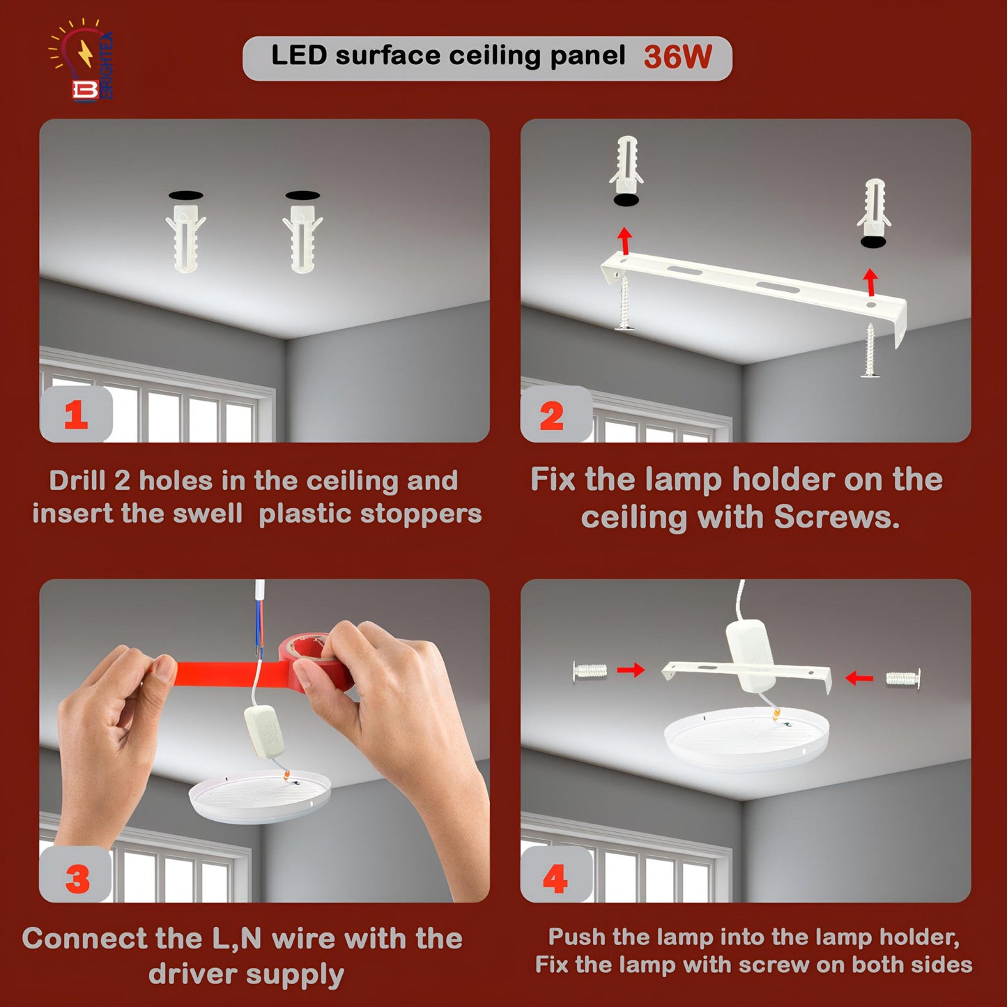Led Recessed Ceiling Light Round Panel Down Lights 36W Circle IP54 Fire Rated