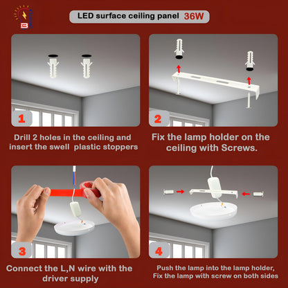 Led Recessed Ceiling Light Round Panel Down Lights 36W Circle IP54 Fire Rated
